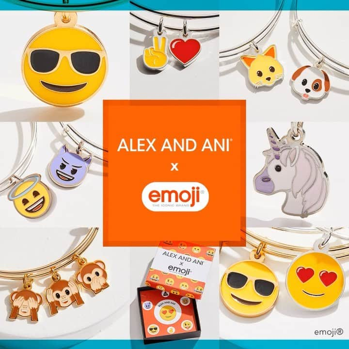 アレックスアンドアニのインスタグラム：「IT👏 IS👏 HERE!👏 Our latest collab with @emojitheiconicbrand has landed! 😍 Shop playful new charms that speak your language. 🙈🦄✌️💩😂 . . . #alexandani #emoji #emojilove #emojichallenge #charmbracelets #charmjewelry #😎 #💩 #😇」