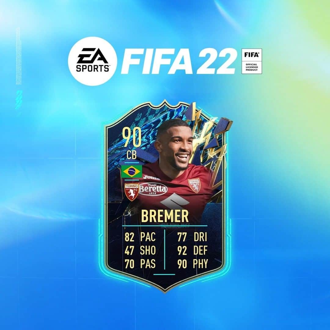 トリノFCのインスタグラム：「📹 | #TOTS  Ecco i momenti più dominanti della stagione di Bremer💪  Bremer è nella Team of the Season della @seriea su @easportsfifa.it 🔥  #SFT | #FIFA22」