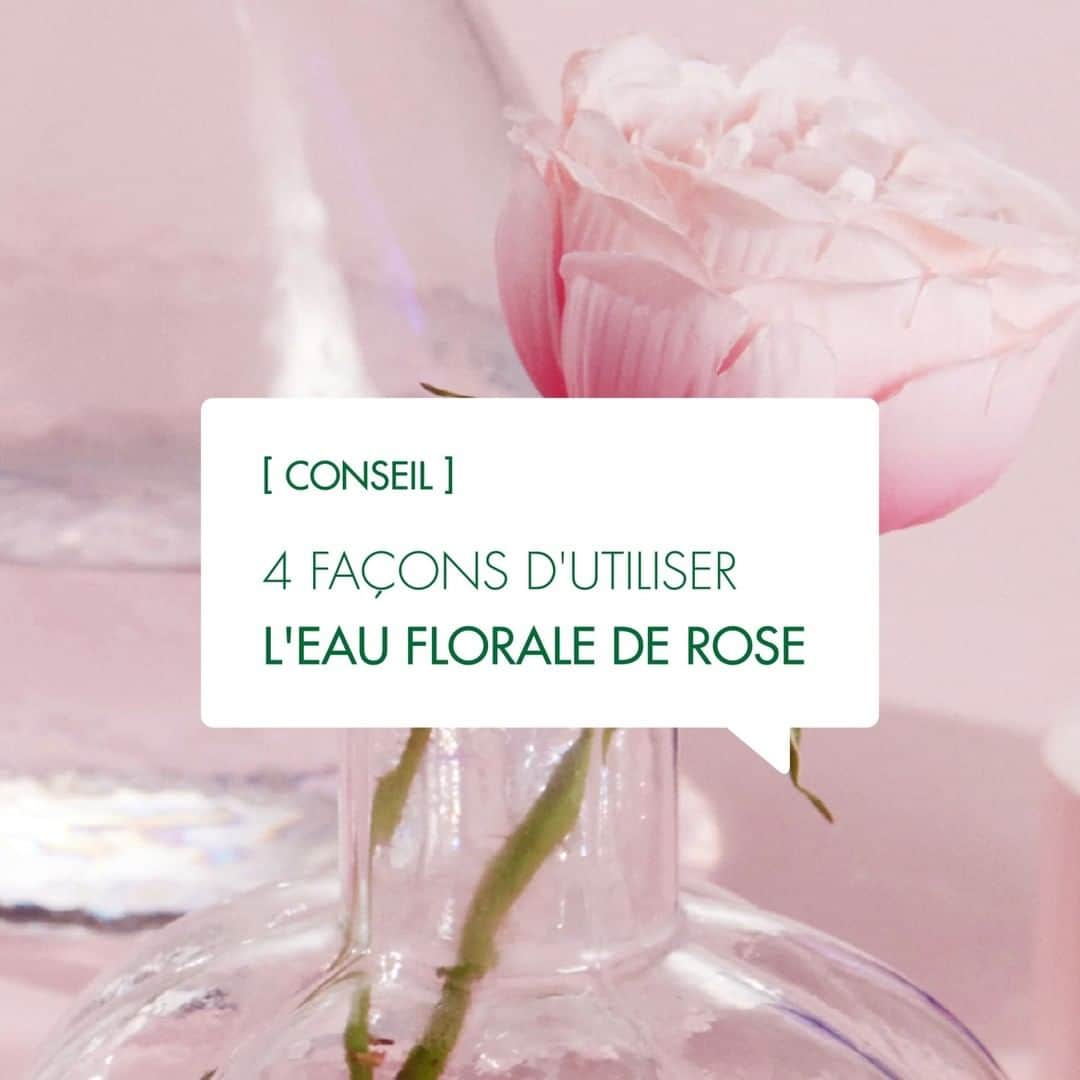 Melvita Officialのインスタグラム：「4 FAÇONS D'UTILISER L'EAU FLORALE DE ROSE... C'est 4 bonnes raisons de toujours l'avoir dans votre salle de bain !  Commentez 🌹 si vous faites partie de la team Eau Florale de Rose !  #melvita #soinvisage #eauflorale #rose #produitnaturel #madeinfrance #bio #cleanbeauty #biodurable」