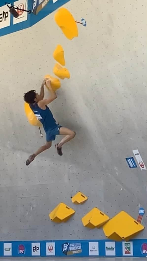 楢﨑明智のインスタグラム：「My style.🦒 Push & coordination   Bouldering Brixen Worldcup Semifinal.」