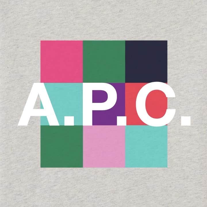 アーペーセーのインスタグラム：「The “A.P.C. rue Madame” multicolor logo as colorful as a Rubik’s Cube.   Available on sweatshirts and t-shirts from our spring summer 22 collection and A.P.C. Kids collection.   Available in stores and at apc.fr  #APC #APCcollection #APClogo #APCss22」