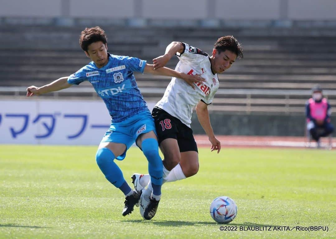 下坂晃城のインスタグラム：「. 秋田に来て初ゴール⚽️ 応援ありがとうございました⚽️ #ブラウブリッツ秋田  #ロアッソ熊本」