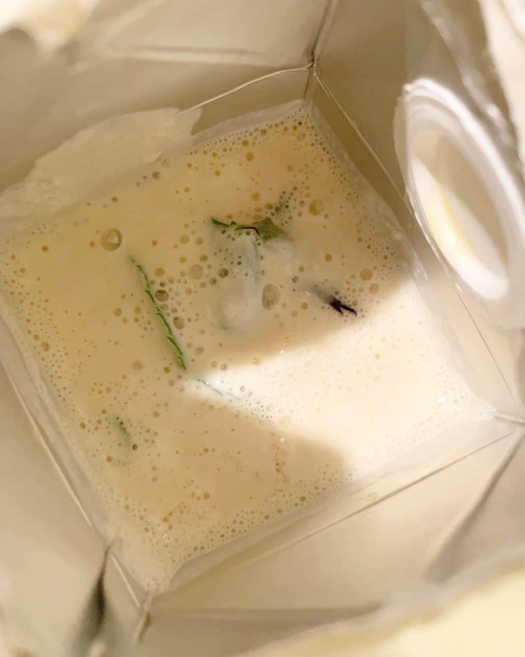 亀井京子（林京子）さんのインスタグラム写真 - (亀井京子（林京子）Instagram)「母校の後輩ちゃん　@yuri_kobo  に教えてもらい、  豆乳➕葉っぱ（今回はベランダにあるミント）で  #豆乳ヨーグルト　！  葉っぱについている　#植物性乳酸菌 で発酵できるらしい！  そして　ほんのりミント味のヨーグルトが完成！  感激。  雑菌が入らないようになどなど　作るときは気をつけないといけないポイントがネットには色々でてきましたが、  乳酸菌の世界　おもしろいわ🤣  #インナービューティー　#発酵食品　#手作りヨーグルト」6月7日 7時59分 - kyokokameiofficial