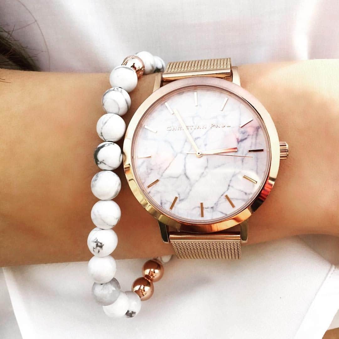Christian Paulさんのインスタグラム写真 - (Christian PaulInstagram)「Our popular marble range in a variety of style bands. Leather, Link, or Mesh bands. Colors include Peach, Nude, Rose Golda, Silver, or Gold. Watch face can be white marble or black marble. www.christianpaul.com.au」6月7日 9時11分 - christianpaulwatches