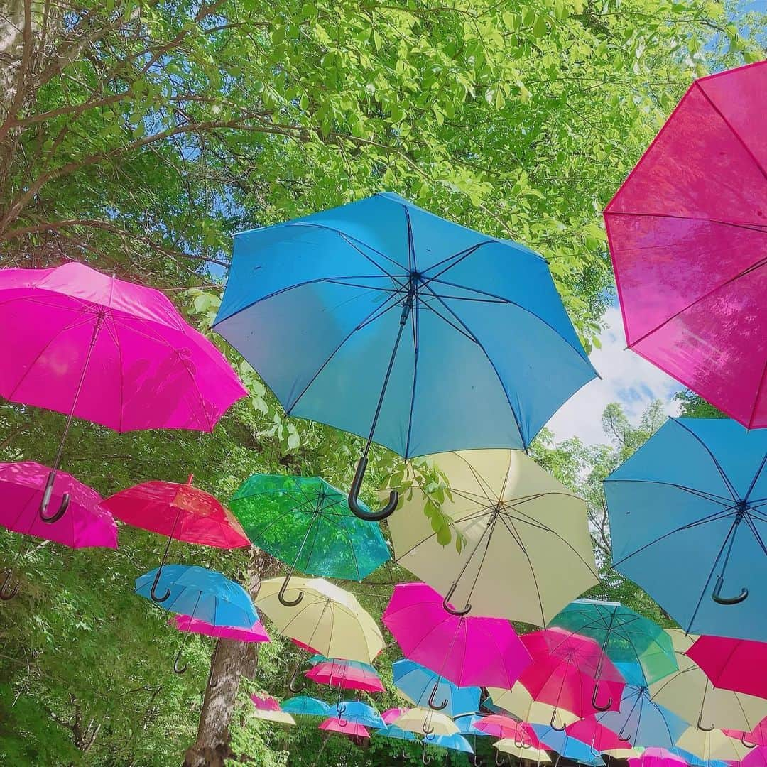 榎本温子さんのインスタグラム写真 - (榎本温子Instagram)「#ハルニレテラス #umbrellasky #軽井沢 #karuizawa #傘 #声優 #instagood」6月7日 20時48分 - atsuko_bewe