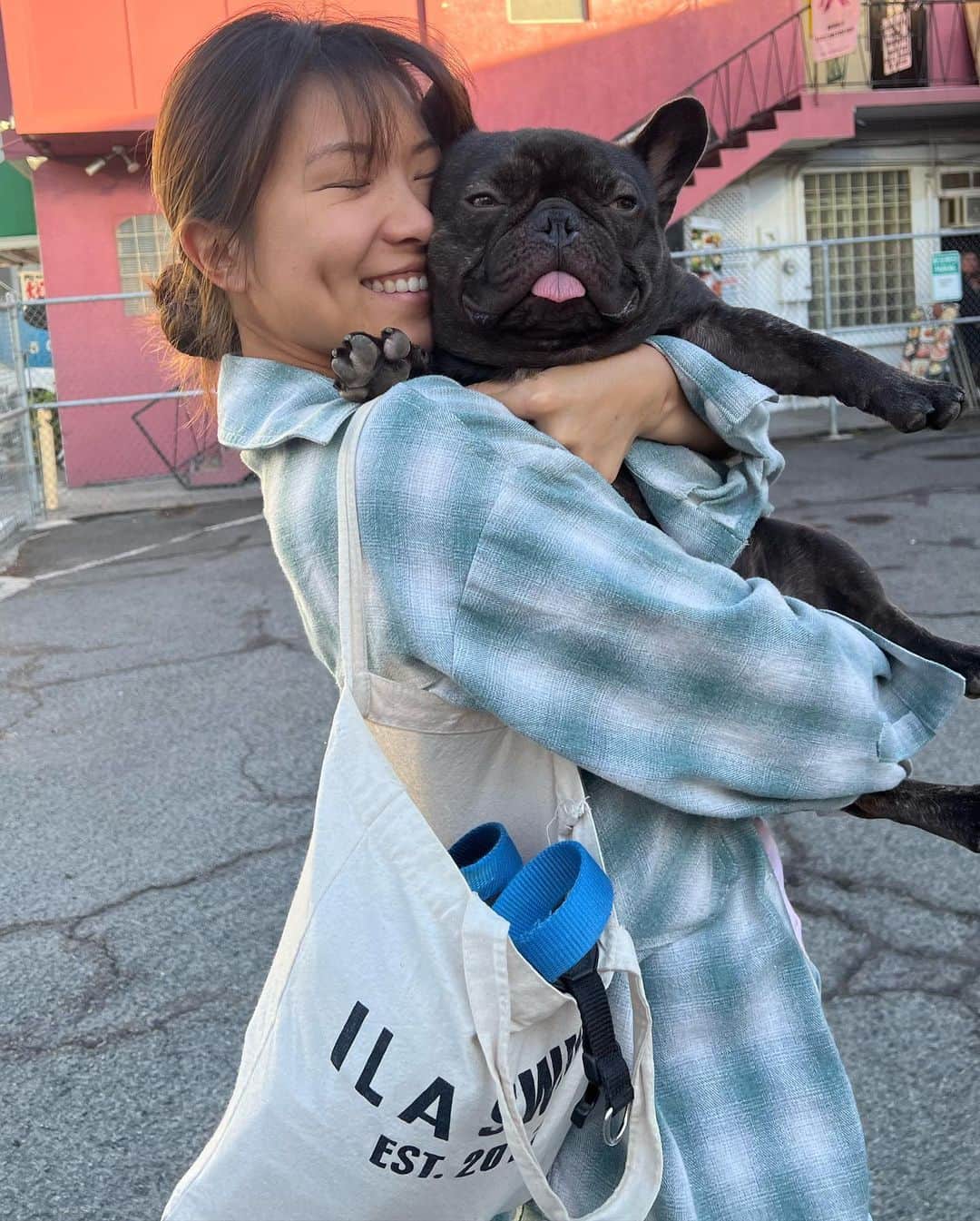ILAのインスタグラム：「Do you love French bull dogs? Black Whisky shirt is now available online for y’ll 💕  #ilaswim」