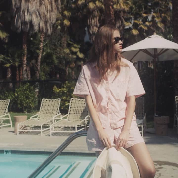 ブリクストンのインスタグラム：「Meant to be seen loungewear. Lightweight resort feel with a boyfriend cut.」