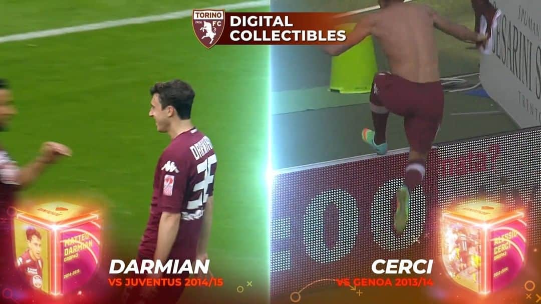 トリノFCのインスタグラム：「Cerci & Darmian Unique Video Collectibles! 🔥📽  Sarai abbastanza fortunato per aggiudicarti questi video collectible UNICI al mondo durante il drop di @realfevr del 15 giugno?   Scopri come acquistare i pacchetti su https://www.realfevr.com/incoming-drop  #SFT」