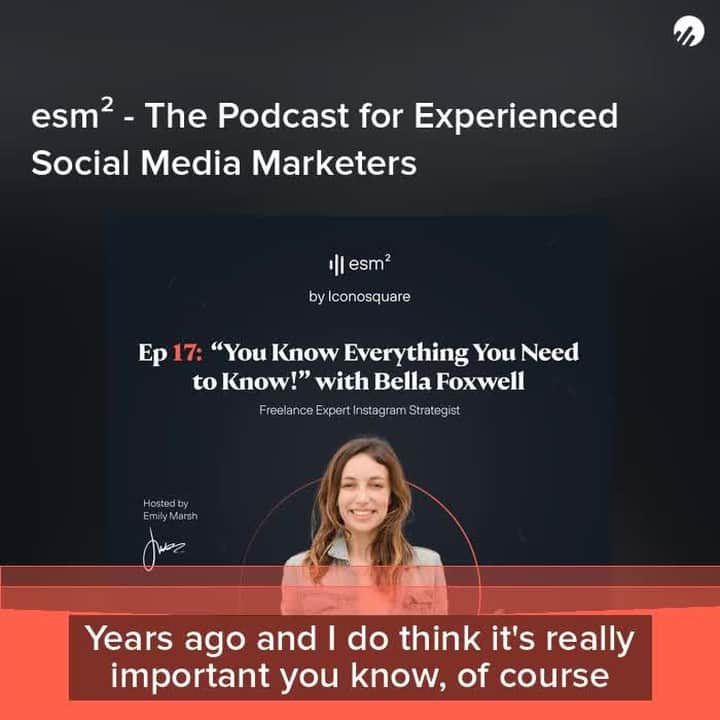 Iconosquareのインスタグラム：「Check out Emily's interview with the amazing Bella Foxwell, freelance Instagram Strategist with an impressive background in agency work, who decided to go it alone 7 years ago and has never looked back.  Bella is a total guru when it comes to Instagram, from strategy building to quality Reels - and this episode is jam-packed with juicy tips which you can (and should) apply to your own accounts.  Find Bella on Instagram via @thedoorsofldn or @bellafoxwell   Click on the link in Story or bio to listen to the full episode of "You Know Everything You Need to Know!" or search for esm² on your favorite listening platform! 📻 . . #socialmediastrategy #socialmediamarketer #socialmediaspecialist #digitalmarketing #socialmediacommunity #podcast #iconosquare」