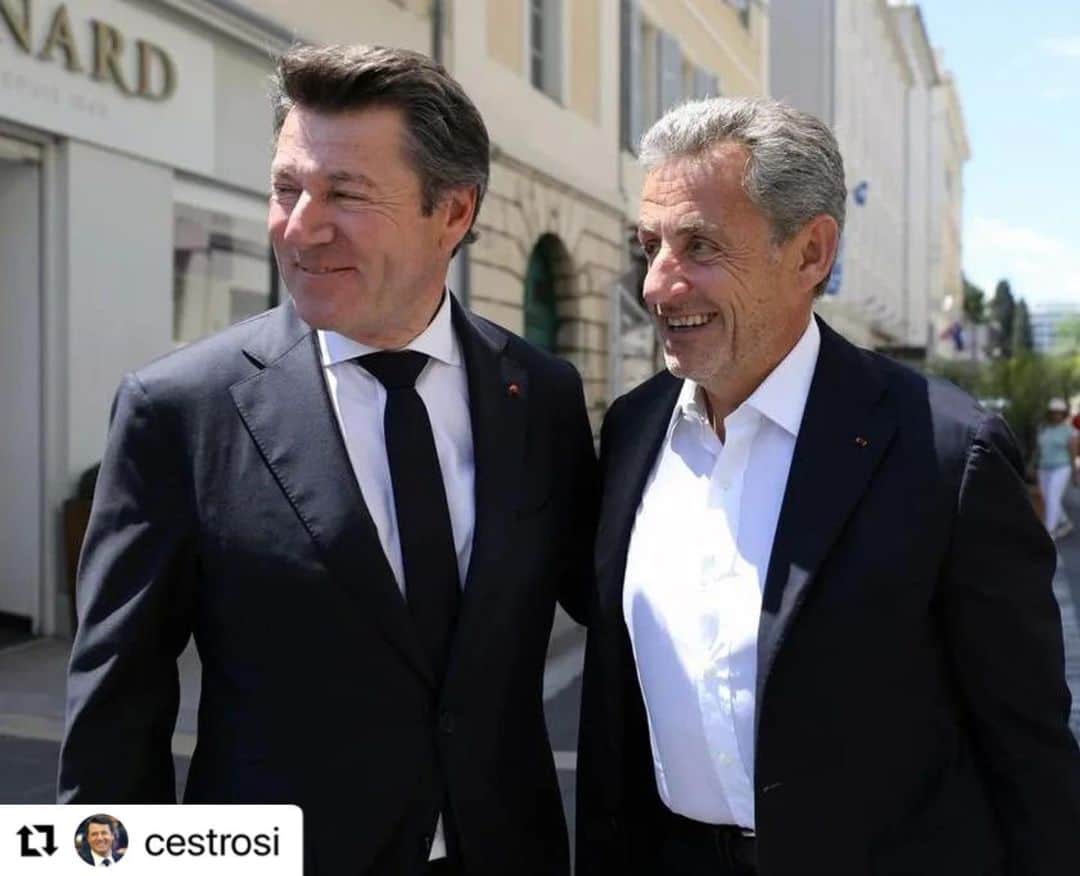 ニコラ・サルコジのインスタグラム：「Tu pourras toujours compter sur mon amitié Cher @cestrosi ! Et cette si belle ville de Nice m’est si chère… #repost@cestrosi ・・・ Au delà de notre amitié, je n'oublie rien de ce que @nicolassarkozy a fait pour Nice et nous a témoigné d'attentions. Ce déjeuner était un beau moment de partage de plus dans cette longue amitié」