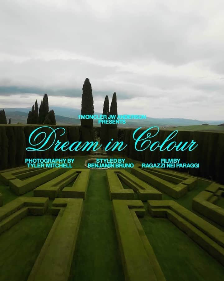 モンクレールのインスタグラム：「Neo Classical.  JW Anderson’s vision of an opulently offbeat country retreat comes to life on film. The ornate classical gardens of Italy’s La Foce villa are transformed into a kaleidoscopic playground, where imaginations run free.   Discover the collection on Moncler.com.  #MONCLERGENIUS  #MONCLERJWANDERSON  @jw_anderson   Creative Director: @jonathan.anderson  Photography: @tylersphotos  Video Directors: @ragazzi.nei.paraggi  Stylist: @benjaminbruno_  Set Design: @andyhillmanstudio」