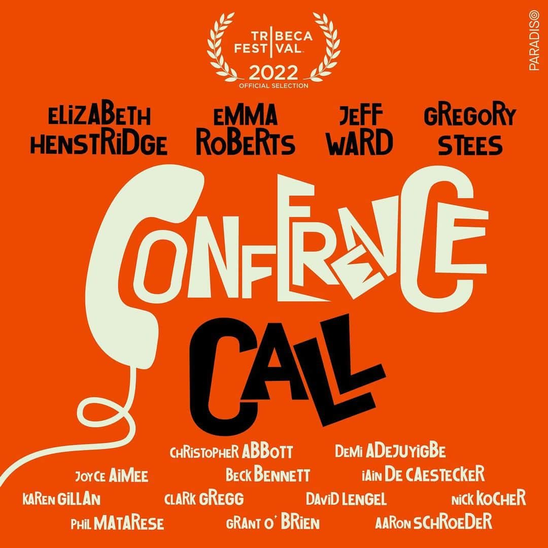 エリザベス・ヘンストリッジのインスタグラム：「Oh. Right. Then. Couldn’t be MORE excited for this day to be here! The first episode of Conference Call is oooout as part of the @tribeca (HELLO, TRIBECA!!?!) audio storytelling program 💥  Written and directed to perfection by the brilliant @jjward12 and @gregstees aka The Toades and produced by amazing @paradiso_us   It’s SO funny and silly and great and I am very very honoured to have gotten (gotten? A word?) to be a part of it. GUYS. It’s out now! Look at all the names on this poster! MAJOR. Go go go. Link in bio to listen but basically it’s everywherrrre.   🧡」