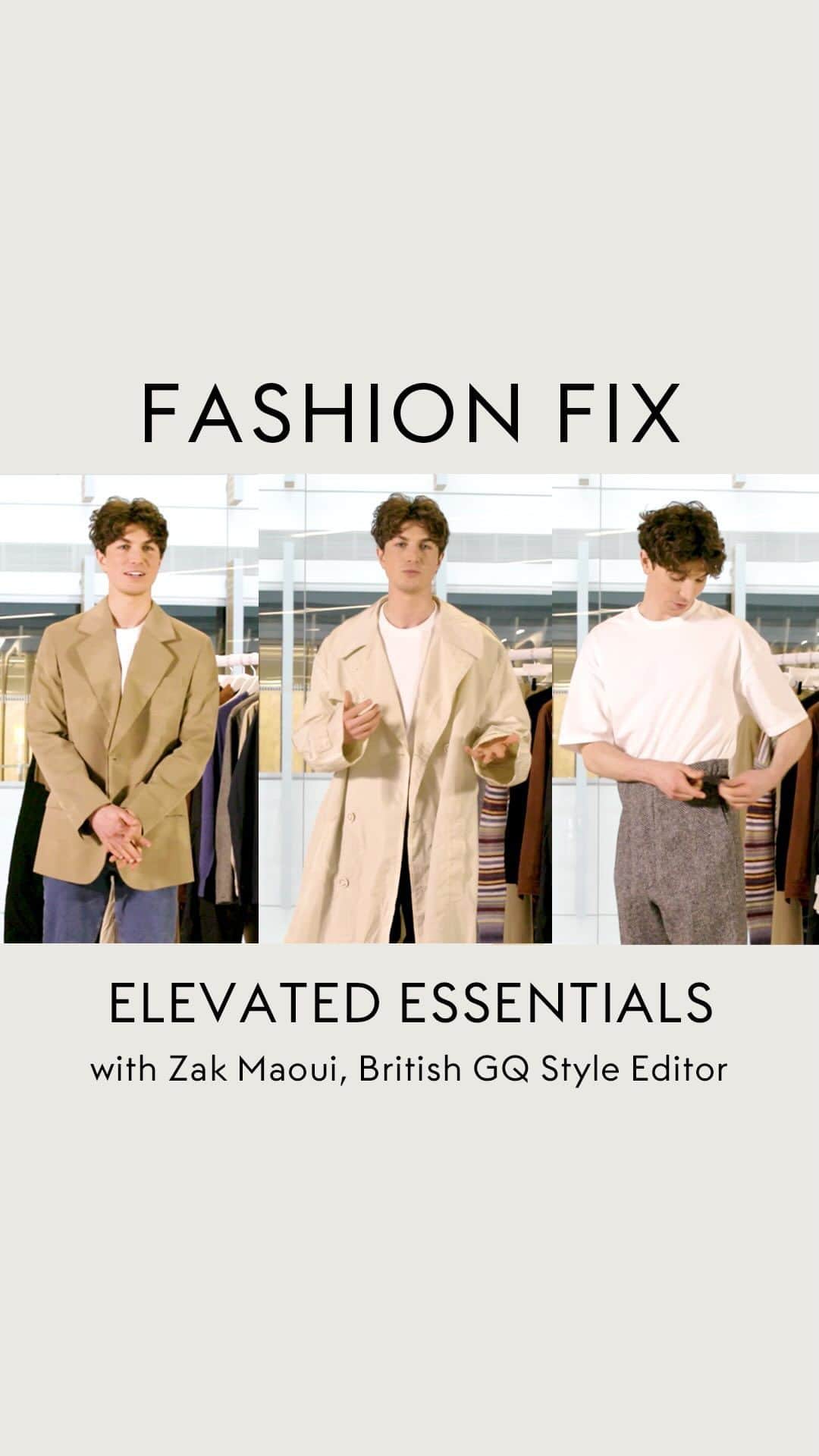 The Outnetのインスタグラム：「Fashion Fix: Elevated EssentialsYour wardrobe may be filled essentials for the everyday, but how to take them to the next level? Here, British GQ’s Style Editor @zakmaoui shares how to get the most out of your favourite pieces for any occasion.」