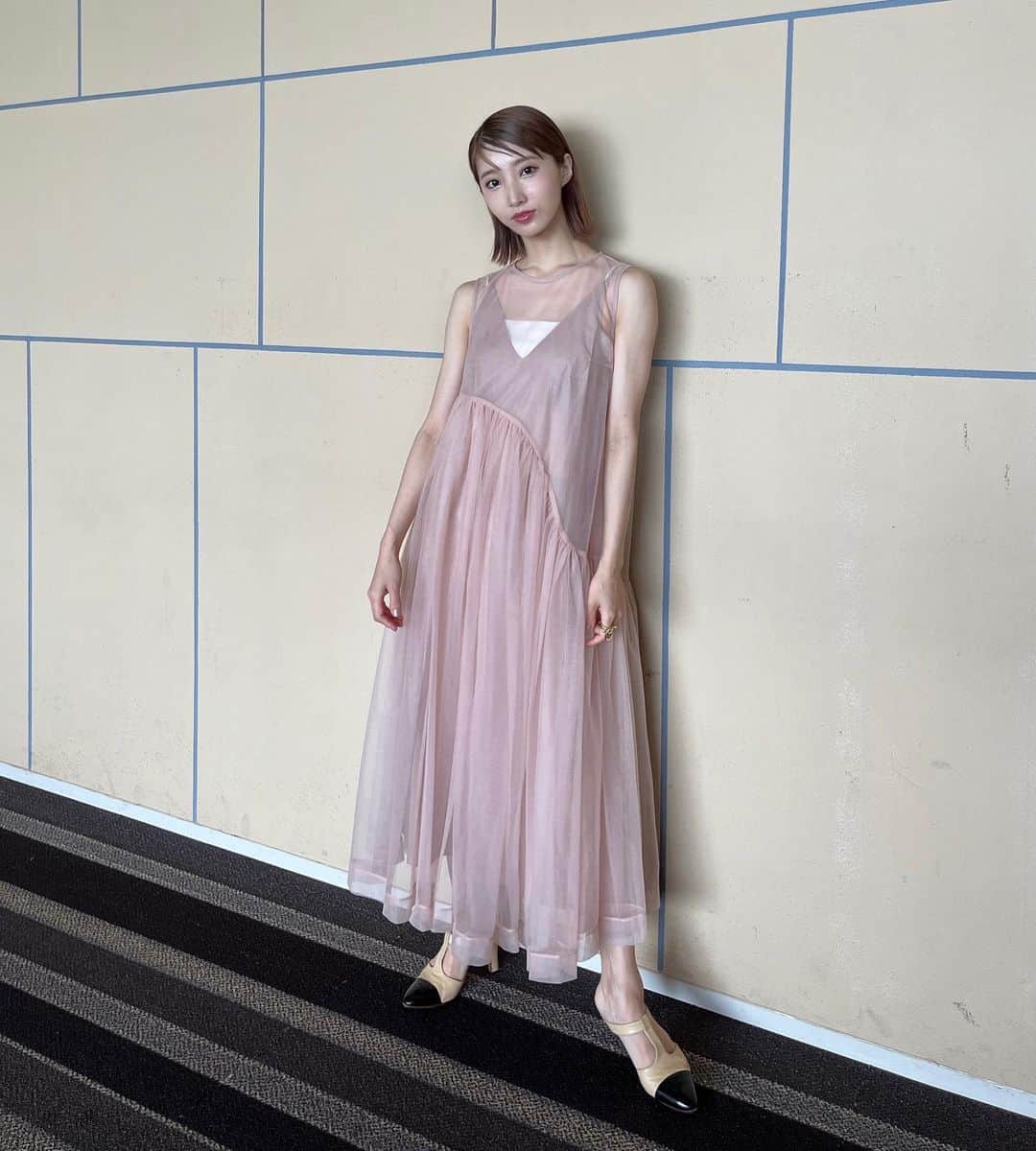 飯島望未のインスタグラム：「ロミオとジュリエットinシネマ 舞台挨拶  Dress @chikakisada  Shoes @chanelofficial」