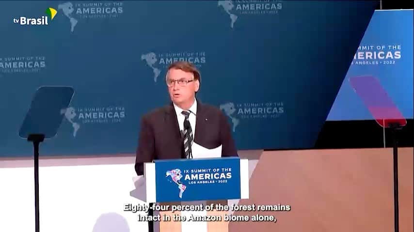 ジルマ・ルセフのインスタグラム：「O Presidente Jair Bolsonaro discursou na Segunda Sessão Plenária da IX Cúpula das Américas, em Los Angeles. Na ocasião, abordou a rígida legislação ambiental brasileira e a proteção da Amazônia.  Confira o discurso completo no link do Stories.」
