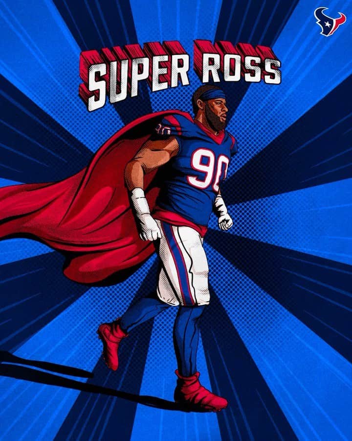 ヒューストン・テキサンズのインスタグラム：「SUPER ROSS will have ___ tackles this season 🦸‍♂️👀」