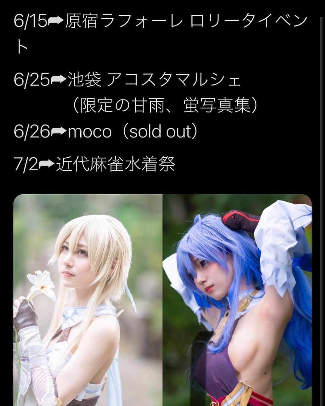 てーらのインスタグラム：「今決まっている予定」