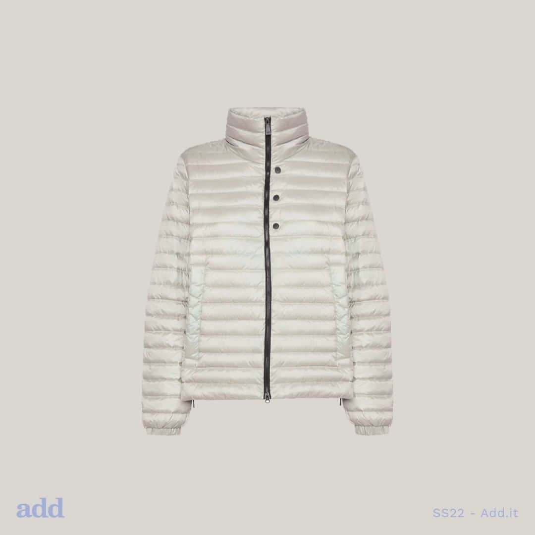 エーディーディーのインスタグラム：「Introducing the Shimmer Down Jacket. A combination of ultra light nylon and down in a regular fit. More colors available on add.it #AddMilano #SpringSummer22 #Campaign #Lightness #DesignJacket」