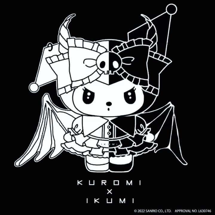 ikumiのインスタグラム：「☠️KUROMI×IKUMI☠️ 2022 COLLECTION 声わたし🖤  @____ikumi____  @kuromi_project  #KUROMI #IKUMI #KUROMI×IKUMI」