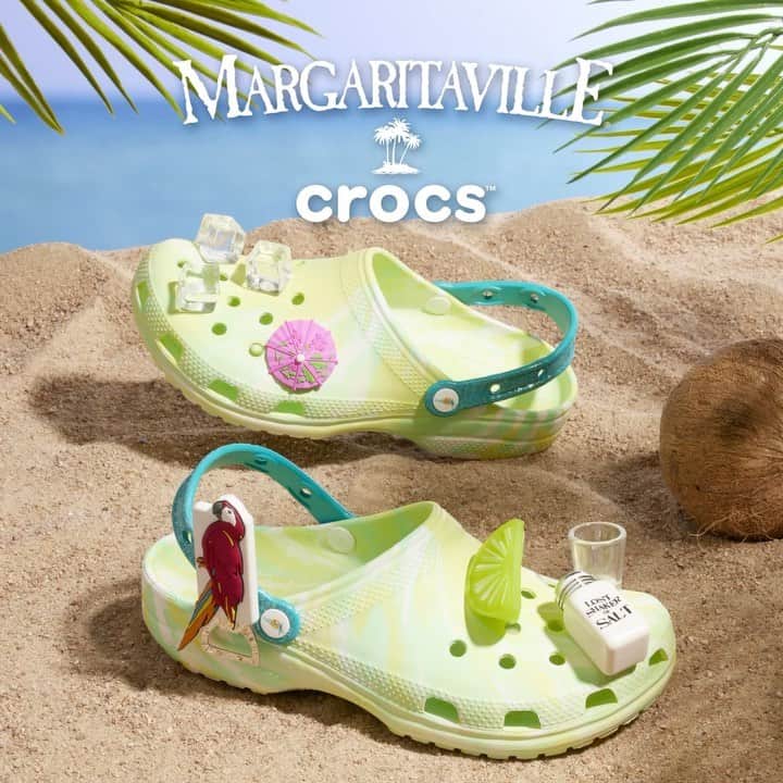 のインスタグラム：「Sun, sand, Classic Margaritaville Clogs – sounds like a recipe for paradise to us! Take the comfy trip to the link in the bio. ​  Margaritaville X Crocs is sold out at crocs.com. Check select Crocs retail stores for availability.」