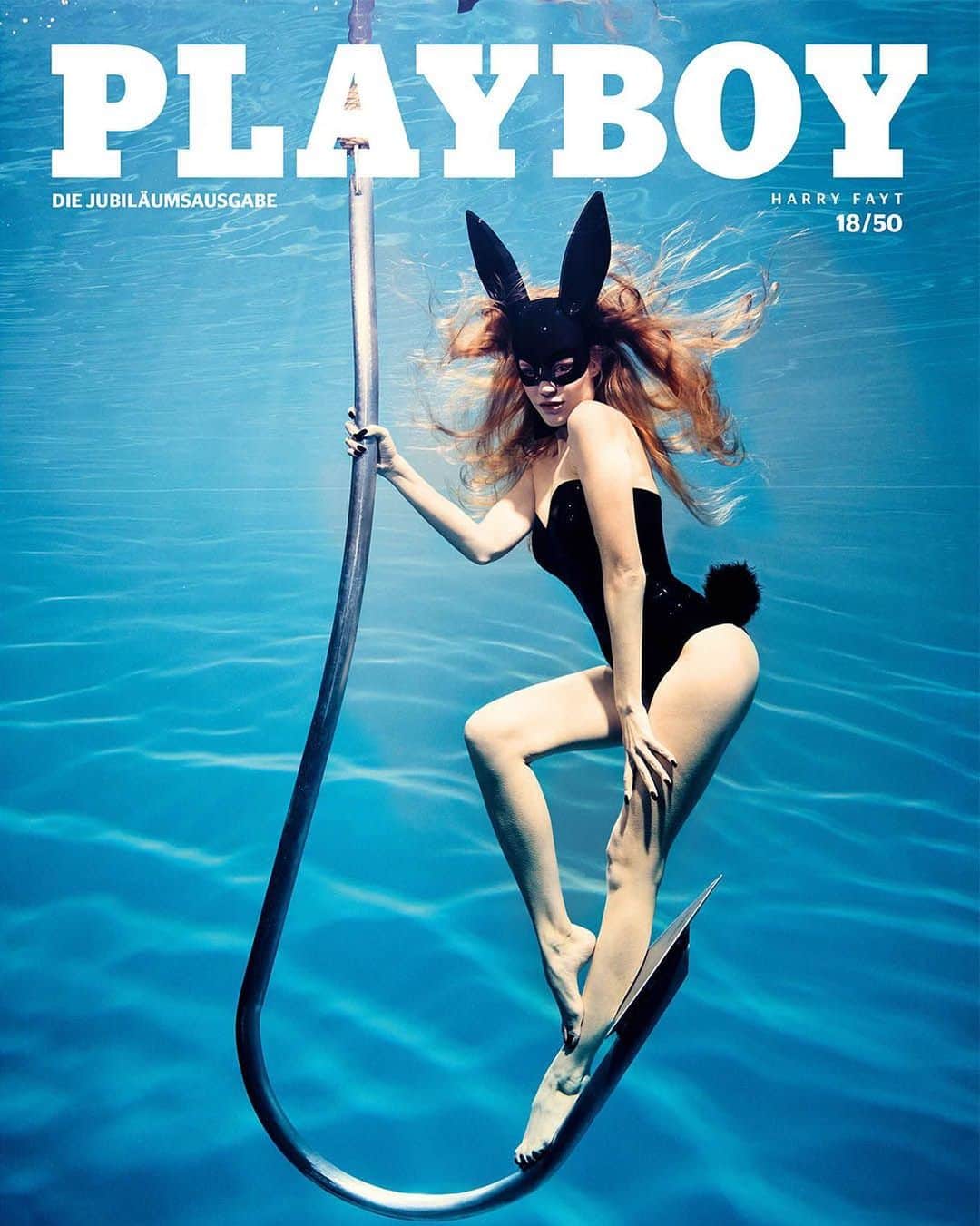 Rubiaのインスタグラム：「Proud to be one of the covers for 50 years of Playboy. ❤️🐇 PS you can actually buy me as a printed cover !!! Goooooo 🦘 @harryfaytunderwater @chanez.creative_beautyconcept @ericveleno @playboygermany」