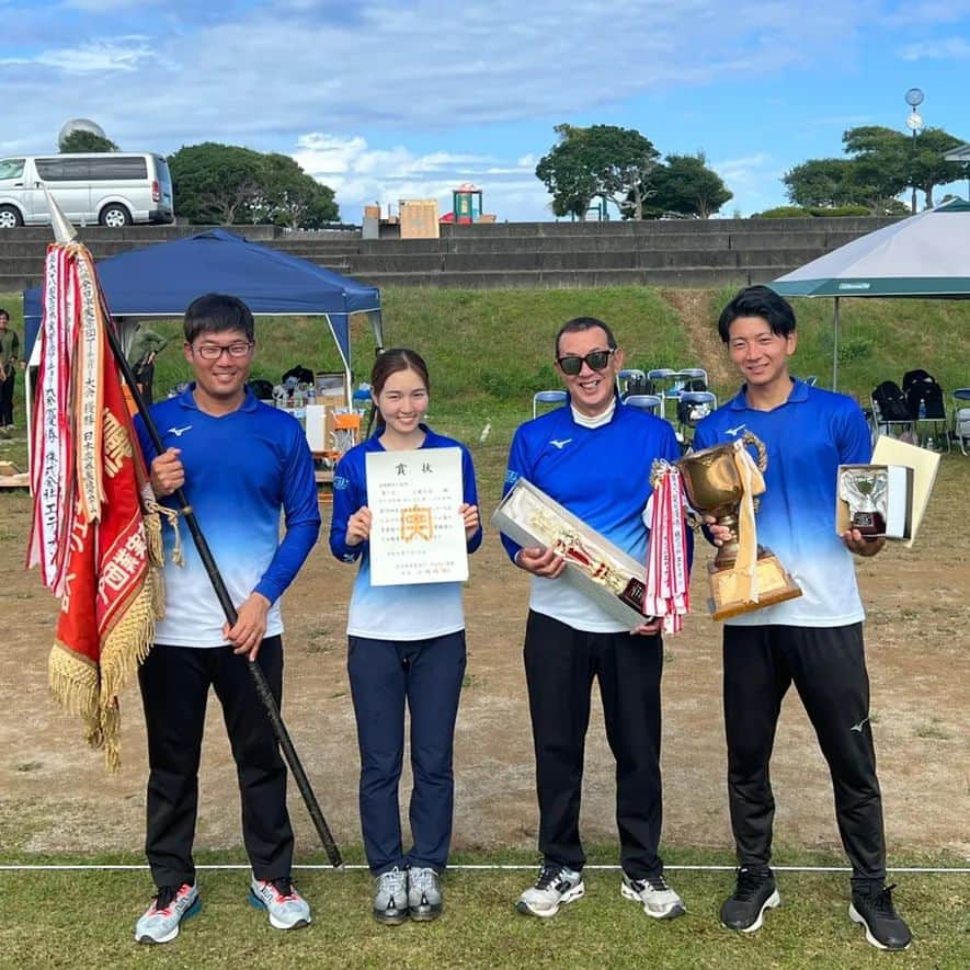 古川高晴のインスタグラム：「第70回全日本実業団アーチェリー大会 優勝しました❗ 個人も2位でした。  決勝ではシュートオフで勝つことができ、今後の自信に繋がる勝利でした。 大会に参加された方、運営してくださった方お疲れ様でした❗  これからもより大きな大会で勝てるよう努力を続けていきます❗」