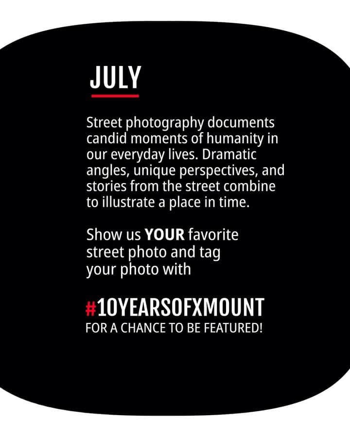 Fujifilm UKのインスタグラム：「This month's #10YearsOfXMount theme is Street Photography! Make sure to tag your street photography snaps with #10YearsOfXMount 📸」