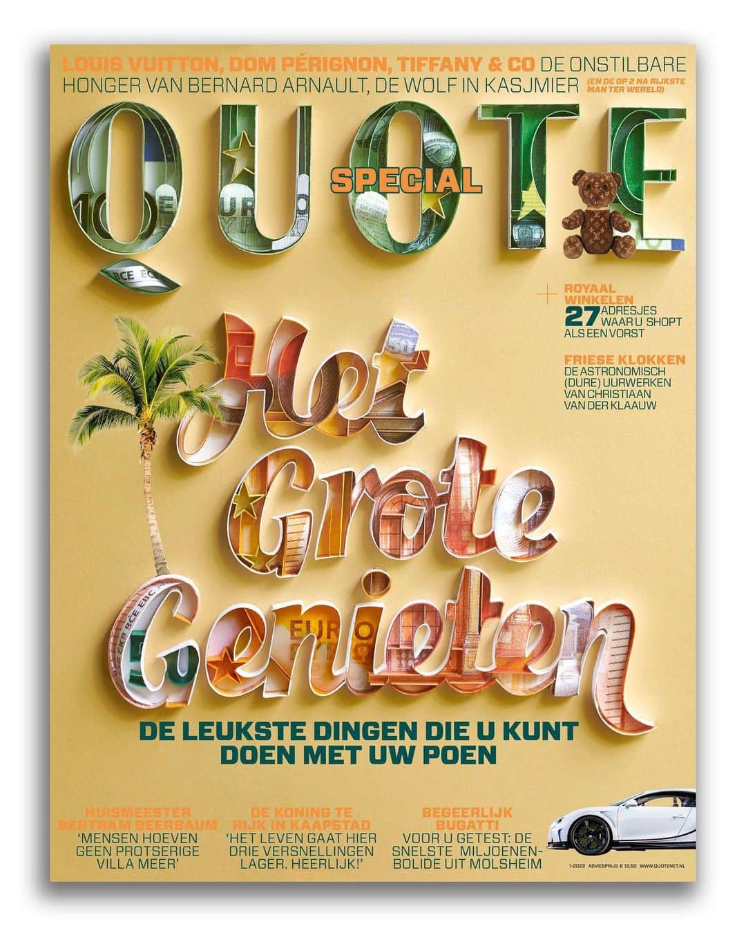 Sabeena Karnikのインスタグラム：「My cover art created for @hearstnetherlands Quote magazine using Euro bank notes €€€ !  The Dutch headline loosely translates to ‘live life to the fullest’ 💵💰 Swipe for some details and the magazine arrival today !」