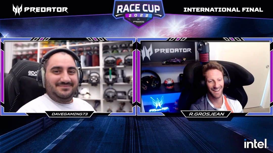 ロマン・グロージャンのインスタグラム：「Was cool to share some time with passionate influencers during the Predator Race Cup 2022 Final. Bloody good questions on Indy500, F1 memories at Silverstone, the upcoming F1 Test with Mercedes... I covered some cool topics with the audience.」