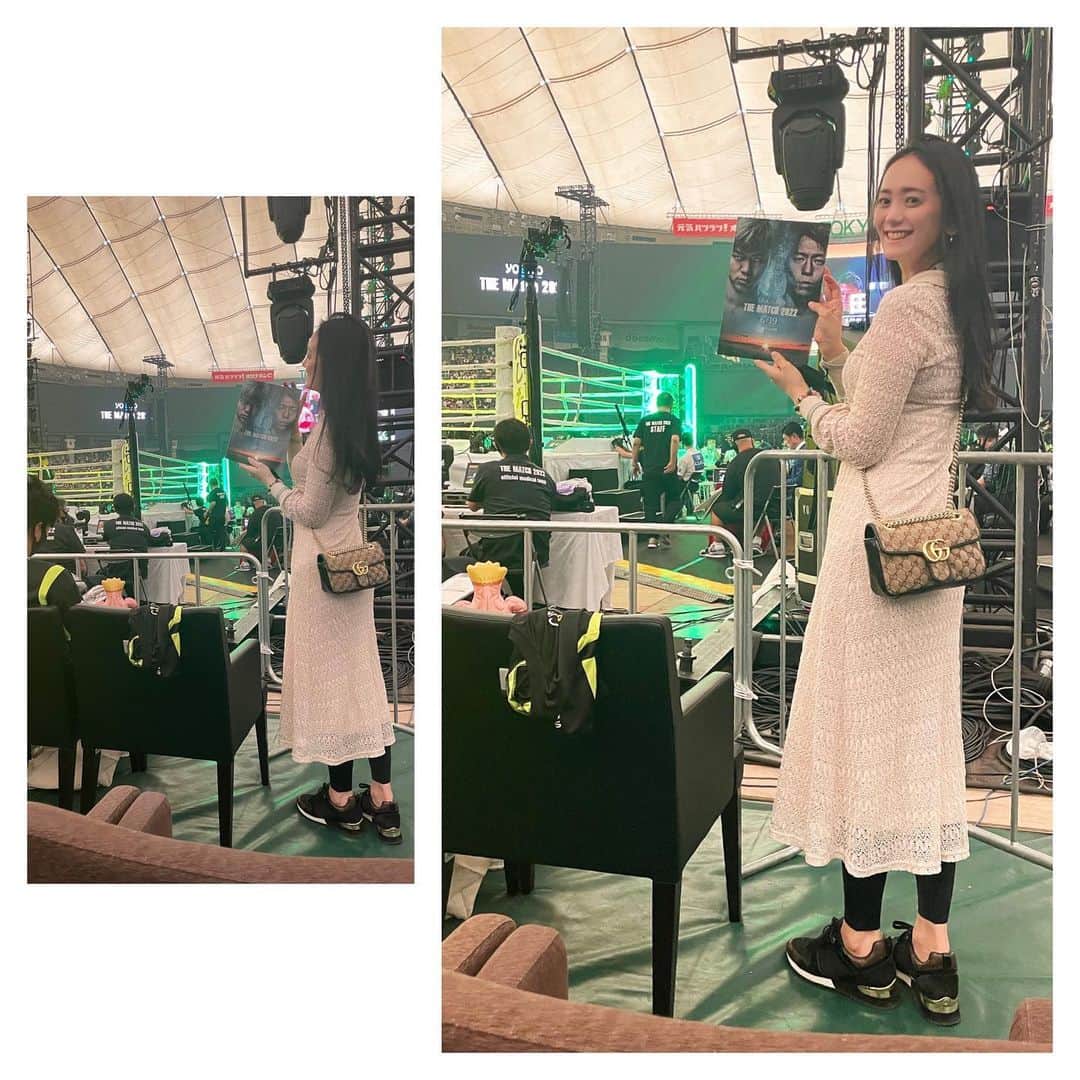 のインスタグラム：「1試合目から選手ひとりひとりのアドレナリンや思いがビシビシと届き、大興奮！12時から東京ドームにいて、10時間があっという間に感じられました！  那須川天心選手とエアグータッチできました👊勝利おめでとうございます！  夢の時間をありがとうございました  #thematch2022 #thematch #那須川天心選手」