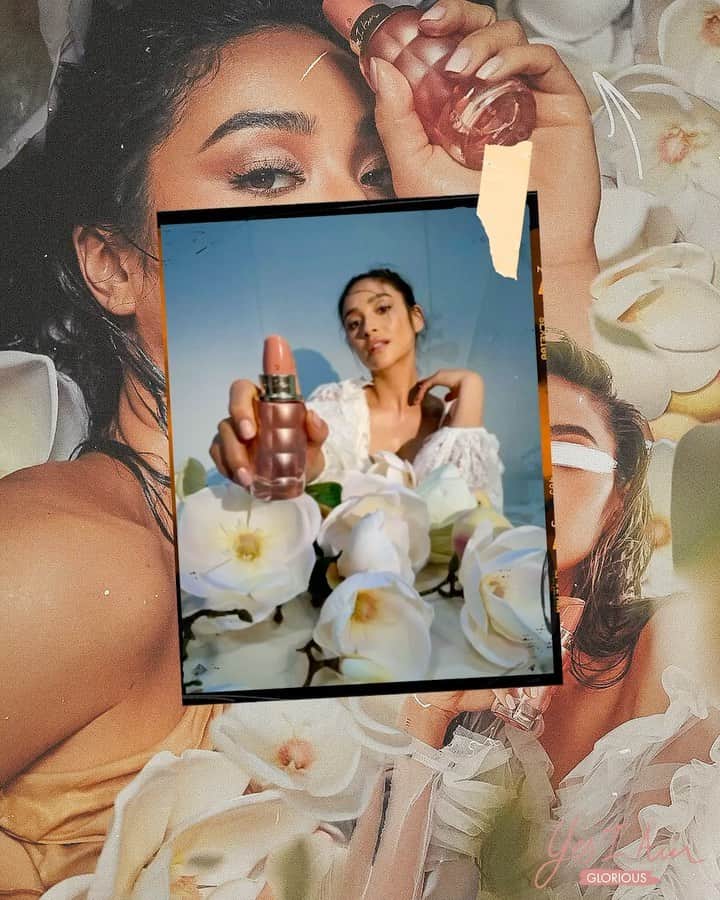 シェイ・ミッチェルのインスタグラム：「One of my favorite shoots for @cacharelparfums Yes I Am Glorious. With notes of peach and magnolia, it’s my go-to scent especially for summer #YesIamGlorious #CacharelParfums #CacharelSistas 🍑👌🏽」