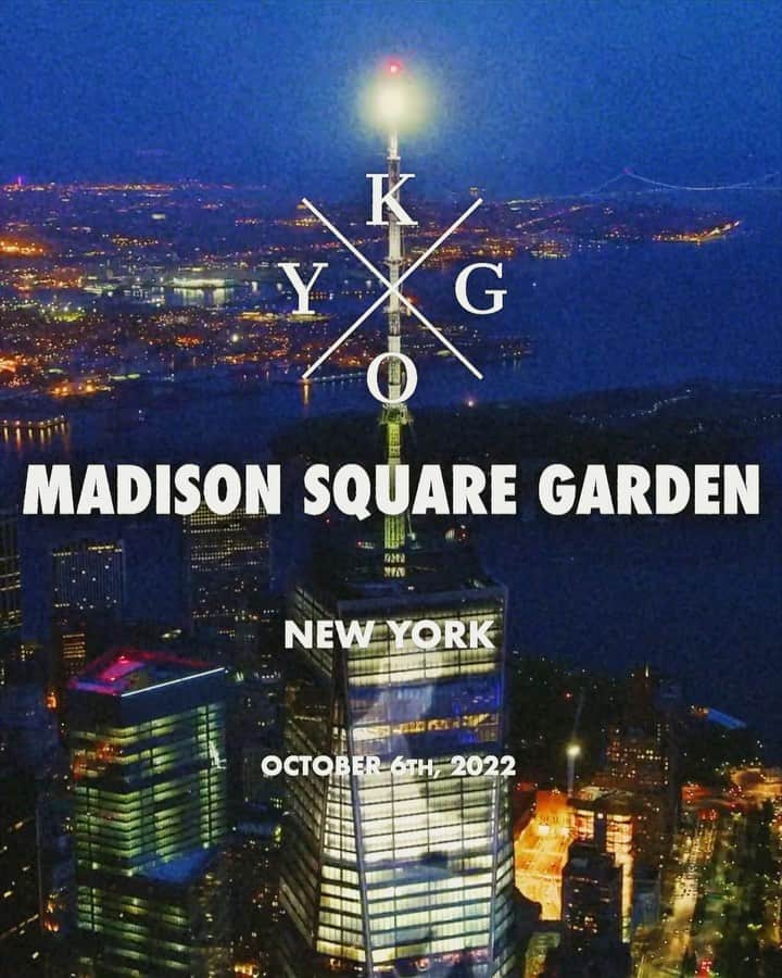 KYGOのインスタグラム：「NYC I’m back! So excited to play the iconic Madison Square Garden as my first show in NY since 2018. It’s been a venue I’ve always dreamed of playing one day; hope to see everyone there!  Presale starts tomorrow at 10am est & tickets on sale Friday!」