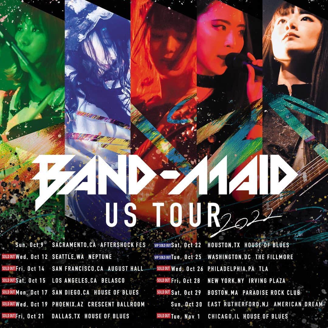 のインスタグラム：「BAND-MAID US TOUR 2022" with over 20,000 people in attendance, tickets for 10 shows sold out! https://bandmaid.tokyo/contents/486225 #bandmaid」