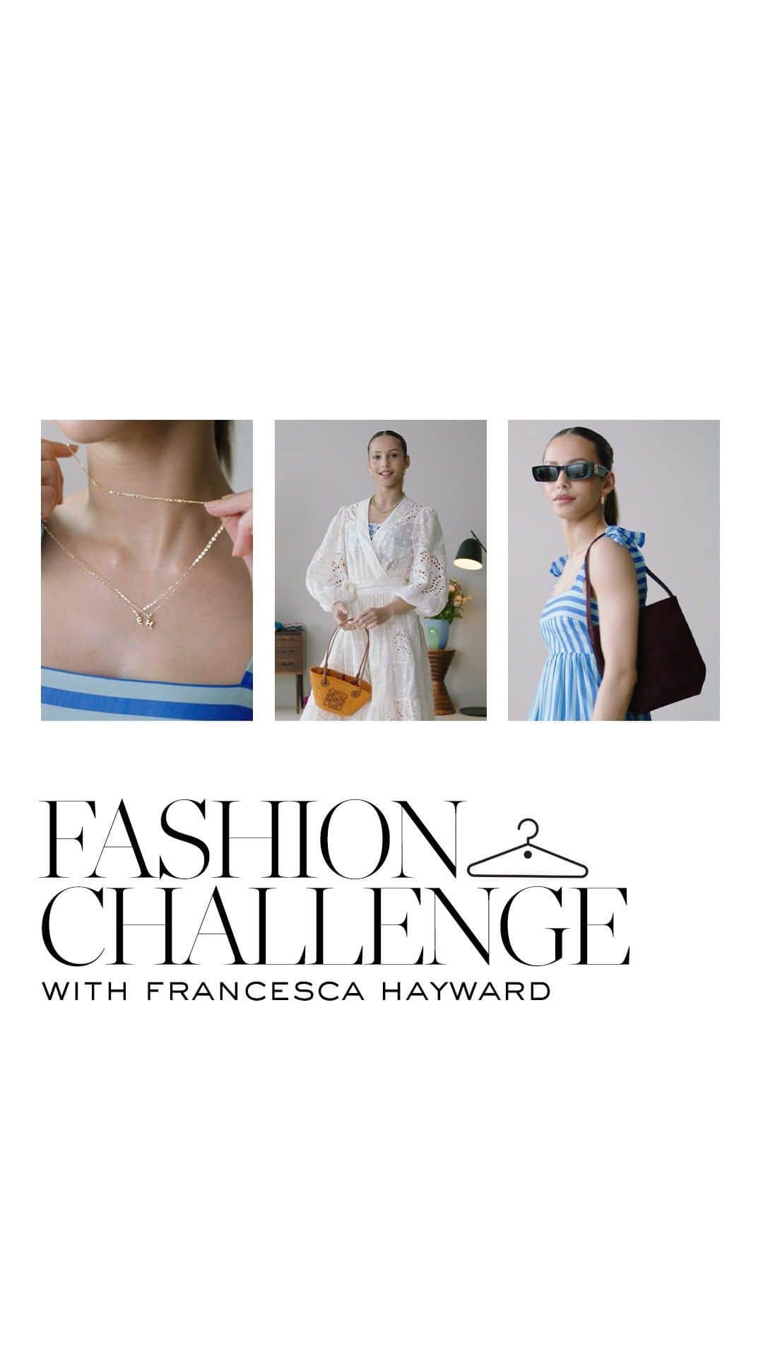 ネッタポルテのインスタグラム：「THE FASHION CHALLENGE WITH FRANCESCA HAYWARD: From vacation cocktails to summer in the city dressing, watch as Principal Dancer @frankiegoestohayward puts her styling skills to the test to solve some tricky sartorial dilemmas…  Shop the sustainable @zimmermann collection exclusively at #NETAPORTER.」