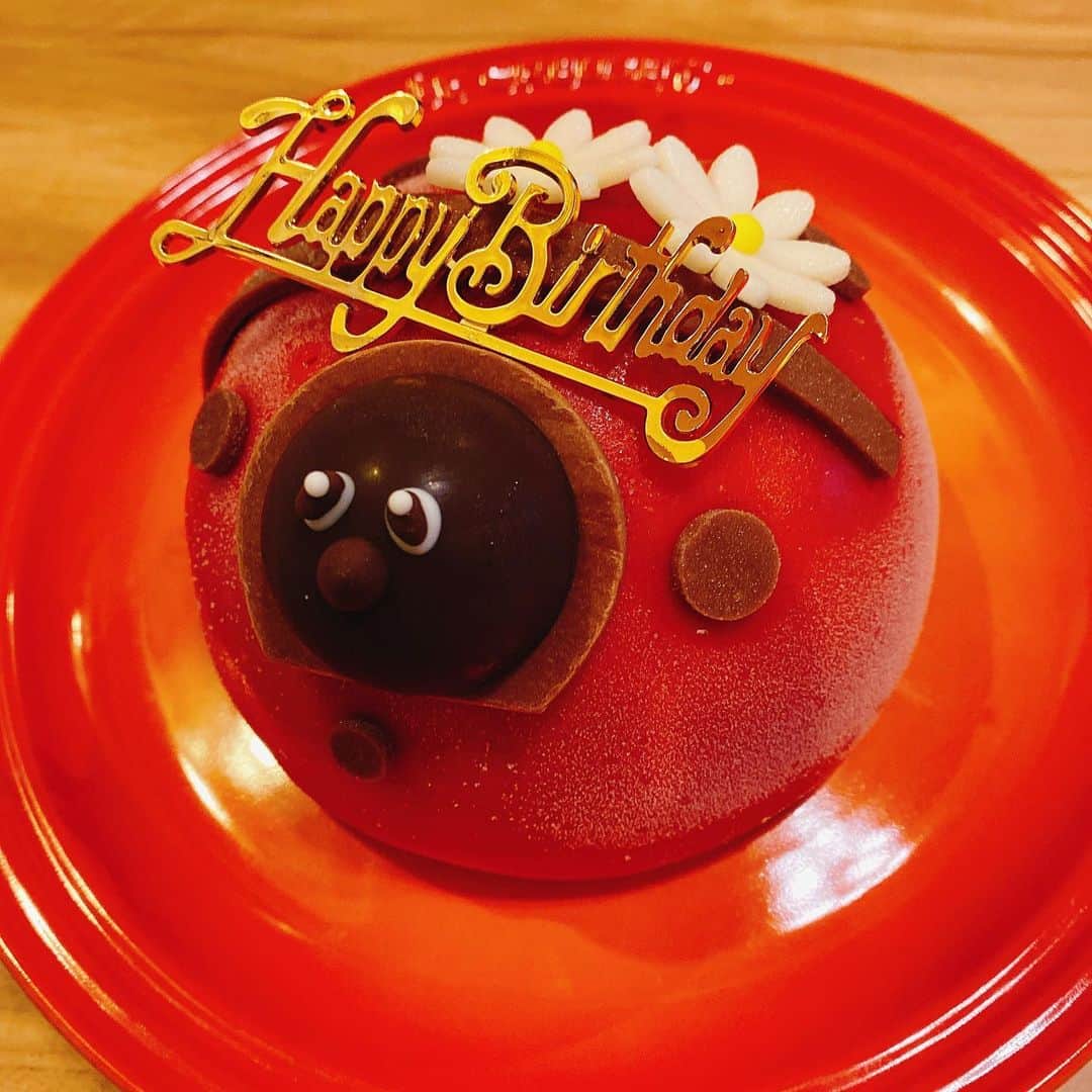 川田裕美のインスタグラム：「39歳になりました🐞 私のリクエストで、てんとう虫のアイスケーキ🧡 この一年も頑張りますので、よろしくお願いいたします😊✨  #6月22日生まれ」