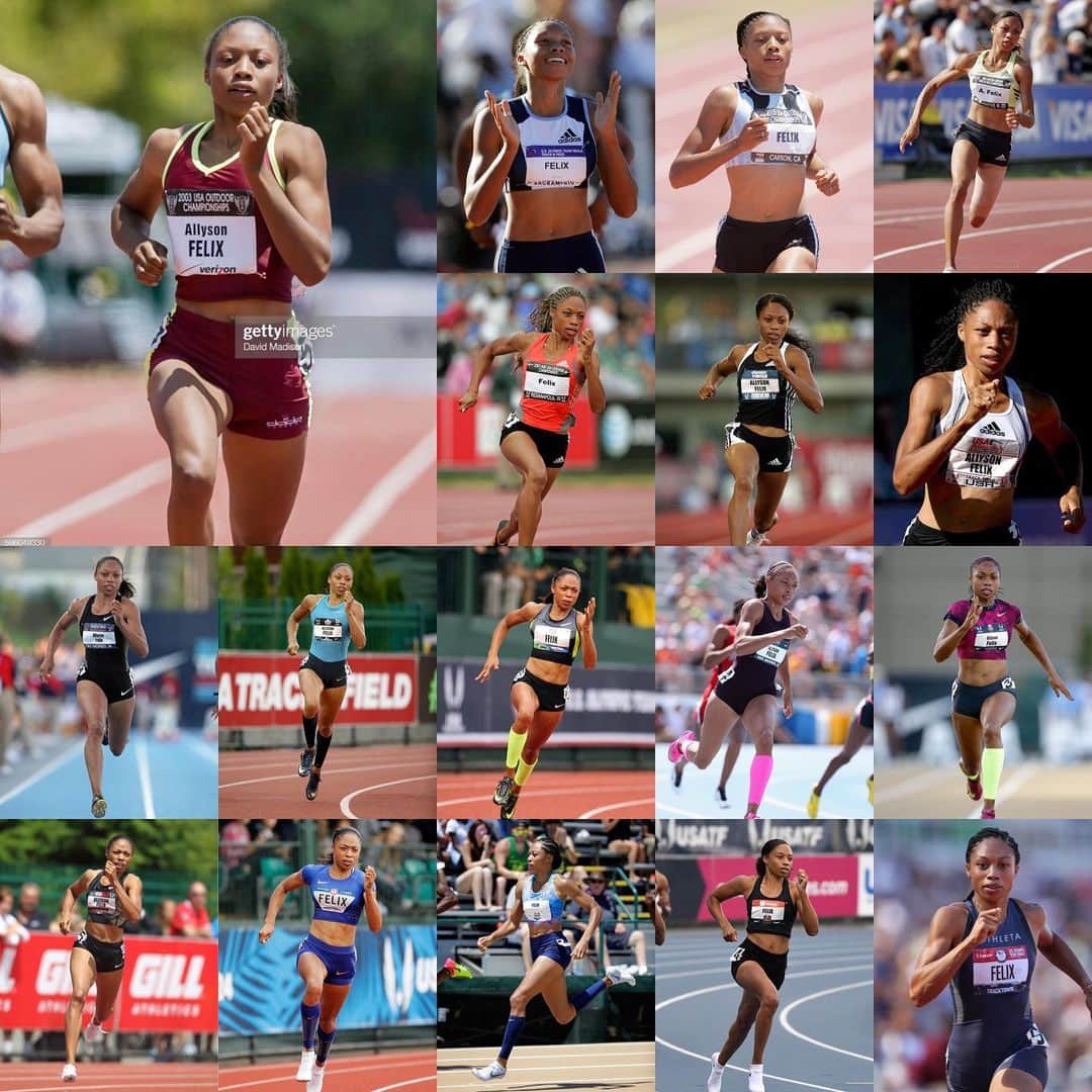 アリソン・フェリックスのインスタグラム：「One last time at US Nationals! In 2001 as a teenager I was in tears at my first nationals when I didn’t make the final. 21 years later in my 19th appearance I’ll be walking to the line with a heart full of gratitude (and in my own shoes @bysaysh☺️). Here we go!」