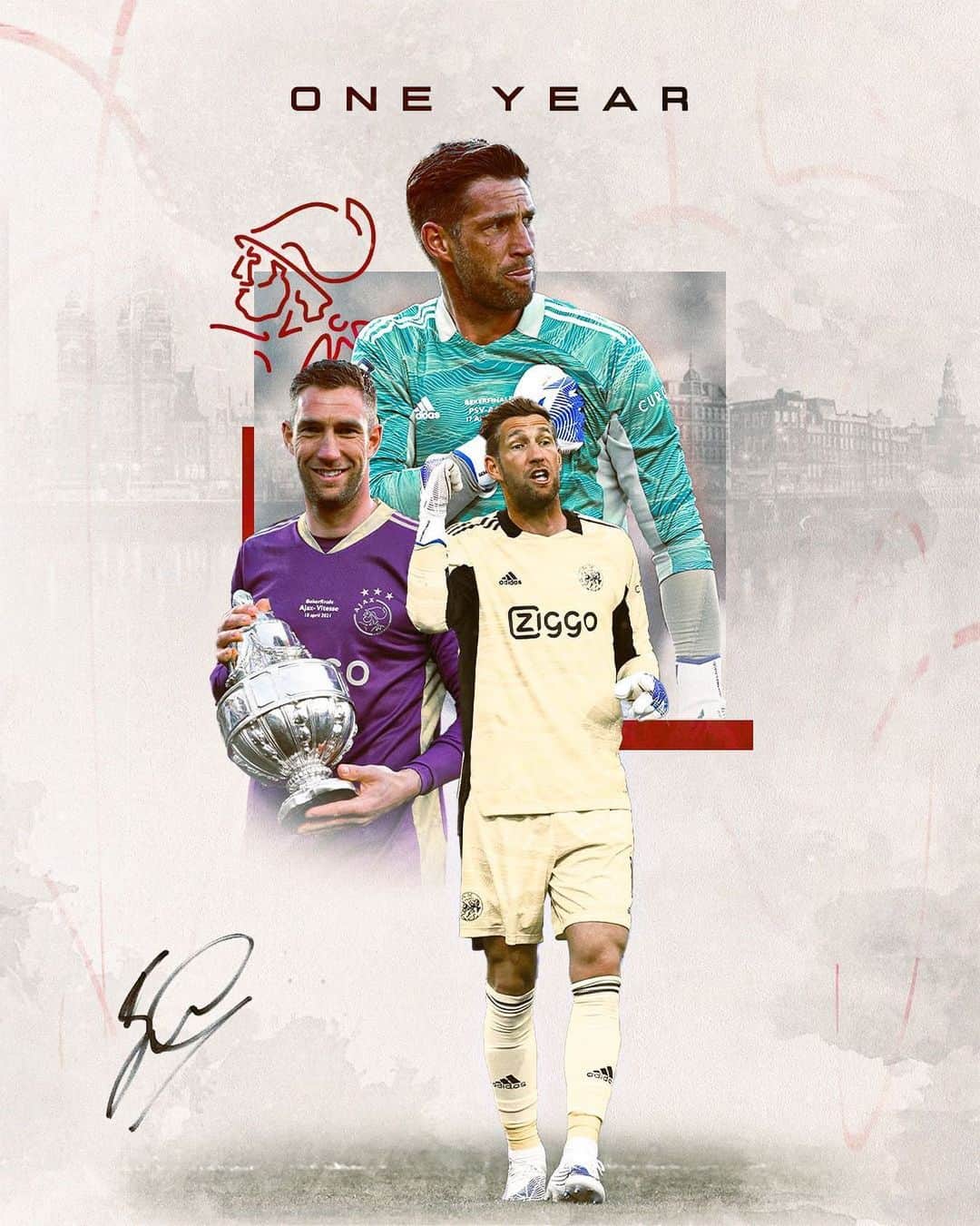 マールテン・ステケレンブルフのインスタグラム：「We are not done yet. Happy to sign for another year @afcajax! ❌❌❌ #ajax」