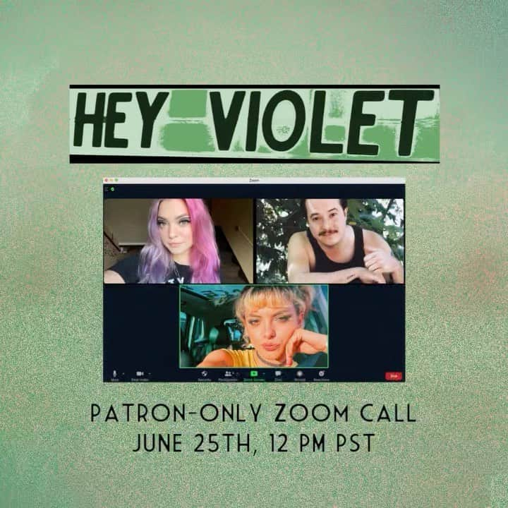 HEY VIOLETのインスタグラム：「reminder for all our patreon subscribers that tomorrow is our patron only zoom call! can’t wait to see you there!」