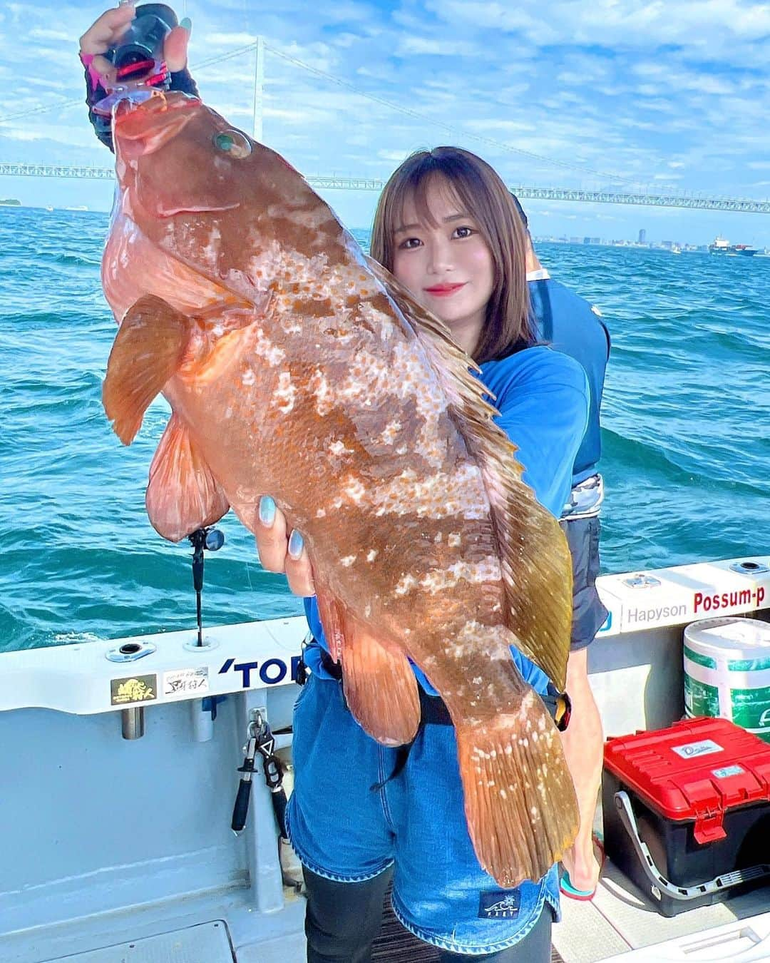 伊賀愛優菜さんのインスタグラム写真 - (伊賀愛優菜Instagram)「･ ランカーアコウ！53cmでした！ ･ ヒキも凄かったけど、 何よりおっきすぎてびっくり🤣 ･ そして、 真鯛もハマチも釣れました！🐟 ･ 📍明石 ･ #釣りガール #釣り #釣り女子 #fishing #fishinglife  #낚시  #fishinggirls  #instafish #fishingdaily #saltwaterfishing #angler #釣り好きと繋がりたい  #オフショア #ocean #東レ #TORAY #東レモノフィラメント #ソラローム #SOLAROAM  #ジギング #uroco #ウロコジグ #メジロ  #高磯 #小磯  #タイラバ #アコウ #キジハタ #タイラバ #明石タイラバ #明石」6月26日 19時36分 - ayugram_125