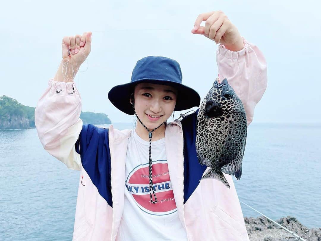 横溝菜帆のインスタグラム：「.  釣りに行ってきました🐠🫧  今回の釣果は  　#イシガキダイ 　#カサゴ 　#イトフエフキダイ 　#ニザダイ 　#ウツボ  たくさん釣れました☺️  針に餌をつけたり、投げ入れたりする 作業にはだいぶ慣れてきて、 どんどん楽しさが増してきました 🎣  やっっぱり釣りは楽しい！！  釣った魚は、美味しくいただきました😋  #横溝菜帆 #釣りガール」