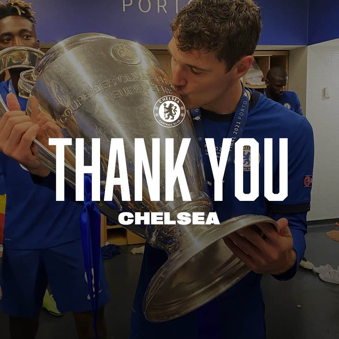 アンドレアス・クリステンセンのインスタグラム：「THANK YOU FOR EVERYTHING.    I had a tough decision to make at the age of 16 to leave Denmark. There was only ever one choice for me and that was Chelsea. From the moment I arrived they made me feel at home, I’m grateful to Jim Fraser and Neil Bath who immediately embraced me as part of their family.  Some of my proudest moments at the club were when we won FA Youth Cup and UEFA Youth League.  Those were a special group of young players that I was proud to have as teammates.  Last year was my proudest achievement as a player and team when we lifted the Champions League in Porto.   I was a young boy at Chelsea with all the hopes and fears of a player starting his career, I’m grateful to the whole club for making my dream come true.  Having spent ten amazing years at this club, I felt now was the right time for a new beginning for me and my family.  Mentally the last few months have been tough as it’s not been an easy decision to leave this club and the fans.  I’m not the most talkative person so sometimes people don’t understand how much the club and the fans mean to me.  I will miss the players, staff and everyone here. I wish the best for the club and the fans in the future.」