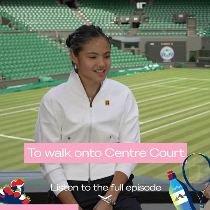 evianのインスタグラム：「SO proud of our Global brand Ambassador @EmmaRaducanu for her first win on Centre Court 🙌!   👉 Head to the link in bio and tune in to episode 2 of Between the Lines, our new official @wimbledon podcast to listen to Emma gearing up for this epic moment!   #eviandrinktrue #Wimbledon #CentreCourt100 #emmaraducanu」