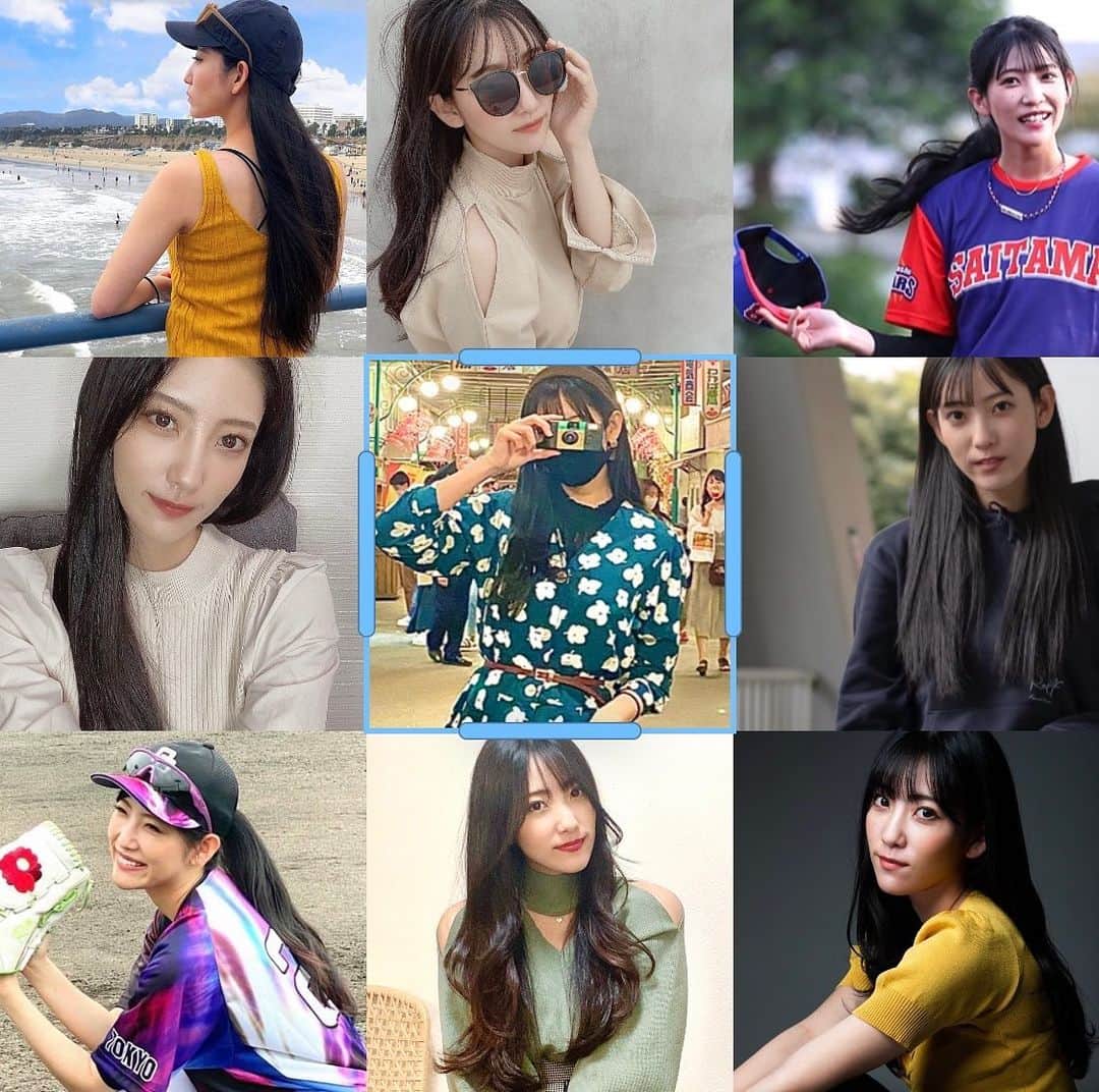 椿梨央のインスタグラム：「やぱロングが好きだなーと。 伸ばす伸ばす伸ばすー！！！ . . . #野球 #野球女子 #女子野球 #ロングヘア #黒髪ロング   みんなはどっちが好き？🥺」