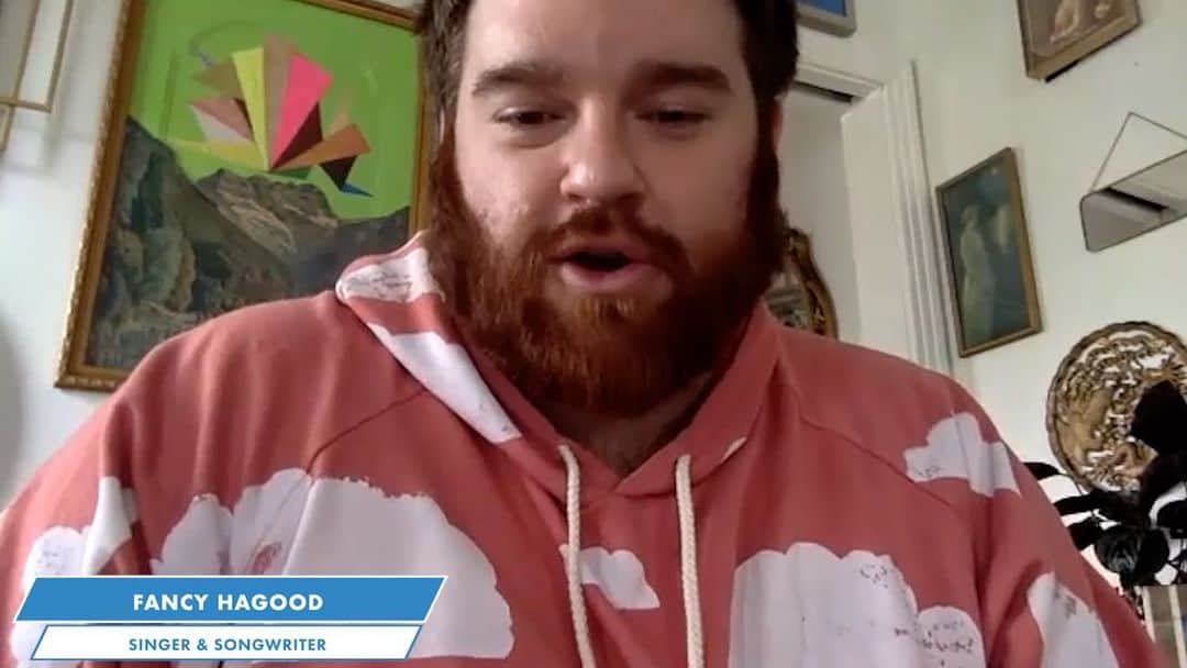 アンソニー・ラモスのインスタグラム：「To celebrate the joyous new jam from my fave @fancyhagood “BLUE DREAM BABY” featuring queen @spaceykacey I wanted to share this moment where we got to talk about what she means to us gays and all of the queer community @glaad 🌈🎶   Go listen to his new song “Blue Dream Baby” right now!  #BlueDreamBaby #lgbt #pride #countrymusic #pride #music」