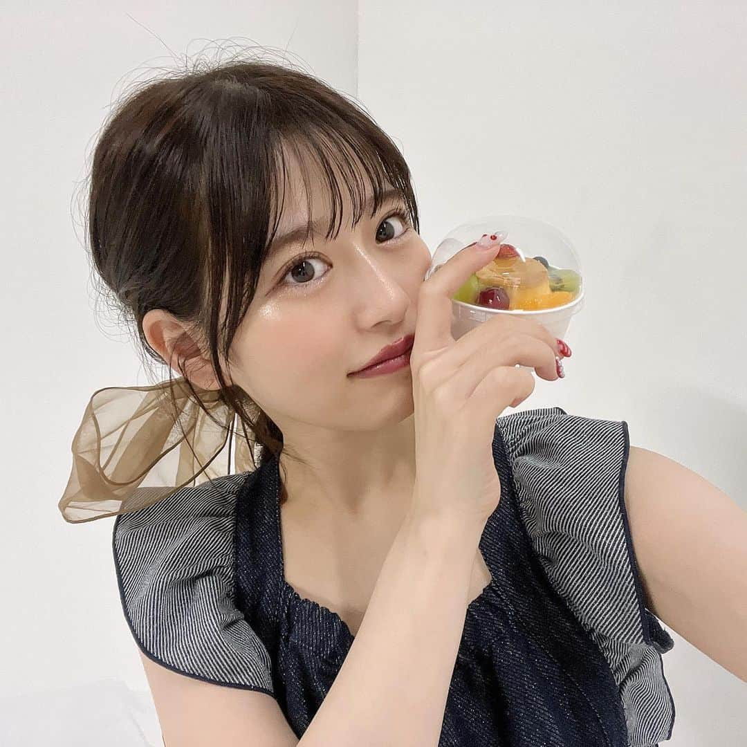 月足天音のインスタグラム：「差し入れで頂いたプリンアラモードが美味しかった❤️‍🔥」