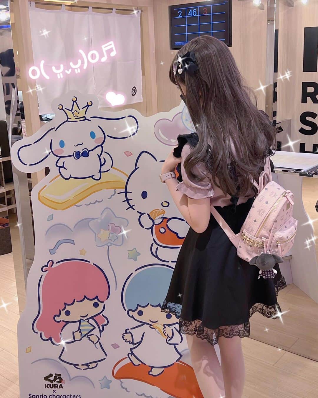 のインスタグラム：「🍣 #くら寿司 #サンリオ #クレープ #mymelody #kuromi #マイメロ #マイメロディ #クロミ #mars #地雷系女子 #地雷系 #地雷コーデ #mcm」