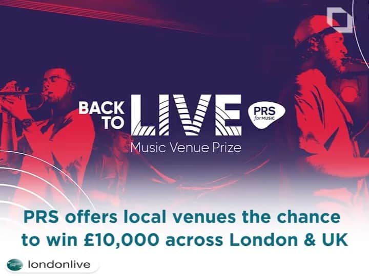 PRS for Musicのインスタグラム：「We're offering independent live music venues the chance to win up to £10,000 across the UK with our Back to Live #MusicVenuePrize.  @genesiselijah spoke to @londonlive's @thatstomforte about the competition.  See link in bio for details.」