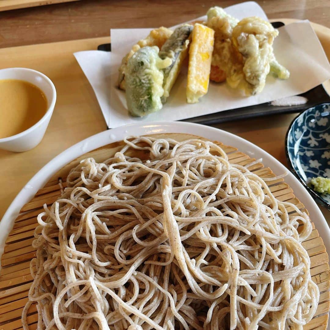 南條早紀のインスタグラム：「お蕎麦…♡  子連れランチしてきた！🫶🏻 食堂nogiの月１のそばの日✨  喉越し抜群、香りがいいお蕎麦と 畑で採れた野菜の天ぷら とってもおいしかったー！💕  子育て相談会みたいになっちゃったけど お友達と話せて嬉しかったな…💓  子連れでお出かけ、 だいぶしやすくなってきたけど またコロナ感染者が増えてきていて心配…😣 もうやめてくれーーー😫  #富山県 #富山市 #食堂nogi #そばの日 #ざる蕎麦 #天ざるそば #野菜天ぷら #蕎麦 #富山ランチ #富山グルメ #アナウンサー #フリーアナウンサー #南條早紀 #なんじょうのにちじょう」