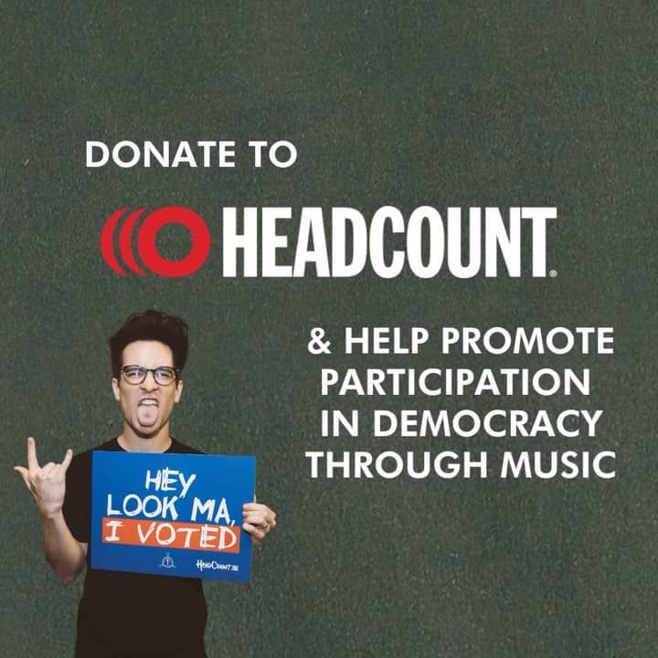 Panic! At The Discoのインスタグラム：「Partnering with @winwithfandiem + @bandsintown to support @HeadCountOrg  Donate for your chance to win a @fender guitar signed by yours truly, along with a pair of premium tickets to your show of choice on the Viva Las Vengeance Tour 🙌🏼❤️ 👍🏼 Link in bio. 😘」