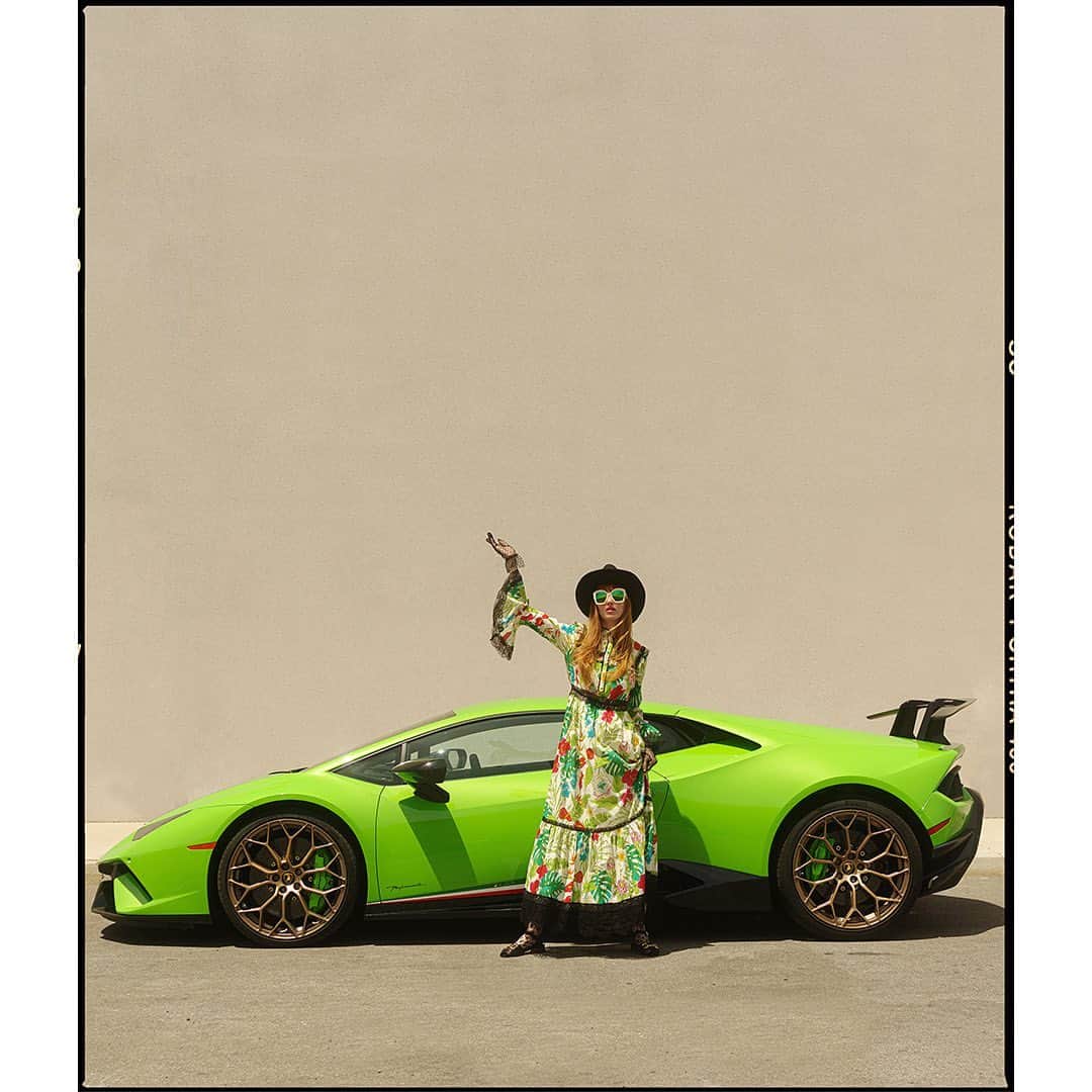 Faith Picozziのインスタグラム：「Gucci x Lamborghini 1️⃣ 📸 @filip.milenkovic 🎨 @faithpicozzicreative 👗 @filipandfaith @gucci @alessandro_michele @lamborghini #fashion #lamborghini #gucci @faithpicozzi」